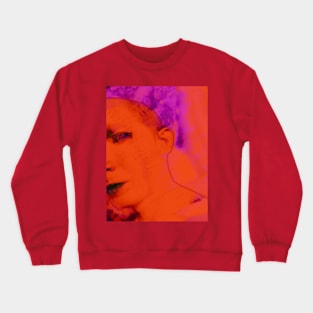 Portrait, digital collage and special processing. Face glimpse.Very beautiful guy. Very soft. Warm orange and violet. Mesmerizing. Crewneck Sweatshirt